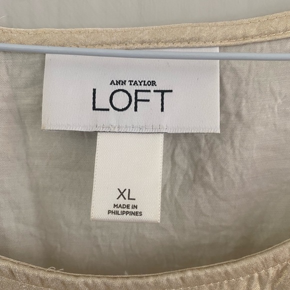 Women’s AnnTaylor Loft sleeveless XL cream top with ruffle across top - Picture 3 of 5